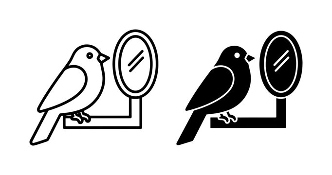 Bird Looking in Mirror Icon Set