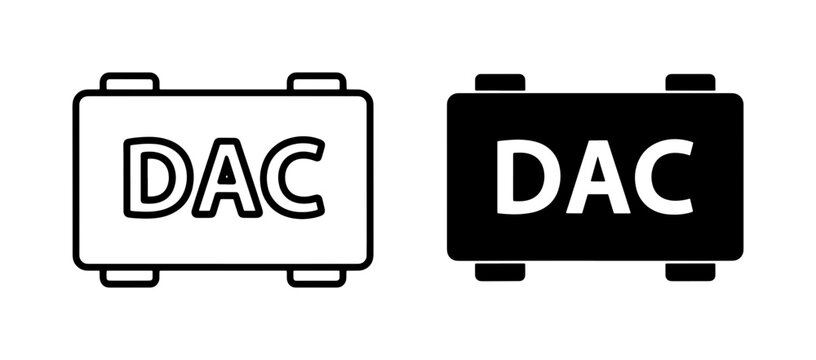 DAC Icons, Digital Analog Converter Symbols, Electronic Component Vector Graphics