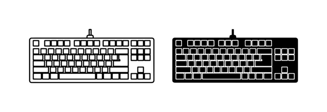 Mechanical Computer Keyboard Line and Glyph Icon Set