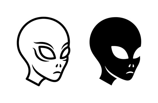 Minimalist Alien Head Vector Icon Set