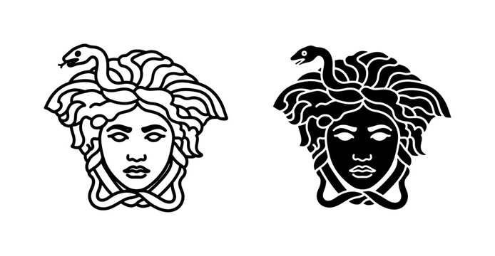 Medusa Gorgon Head Greek Mythology Vector Icon Set