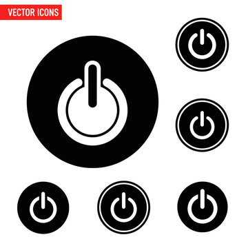 Power Button Icons Set, Circular On Off Symbol for Technology and Interface