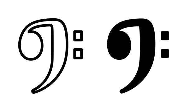 Bass Clef Musical Notation Icon Set