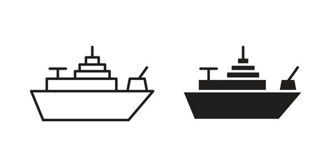 Fototapeta premium Warship icon. Simple linear element illustration. Thin stroke sign can be used for web, mobile and UI.