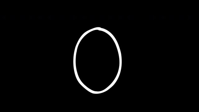 Animated white oval outline with alpha channel on transparent background