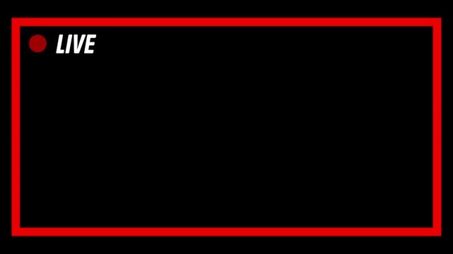 Live streaming sign icon animation, online camera recording overlay animation, Red live streaming symbol, live streaming, broadcasting, online stream 4K black background