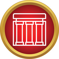 Obraz premium Architectural columns forming a historic structure within a red and gold circle