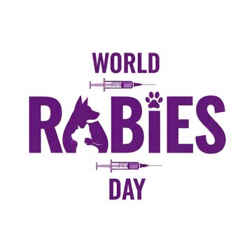 World rabies day awareness design with syringe and animals