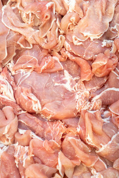 Close Up of Fresh Thinly Sliced Raw Pork