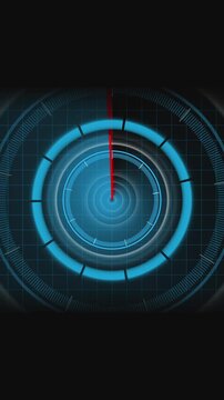 Interface animation with concentric circles and laser pointer design. Interface futuristic targeting concept for digital visuals. Interface motion background loop.