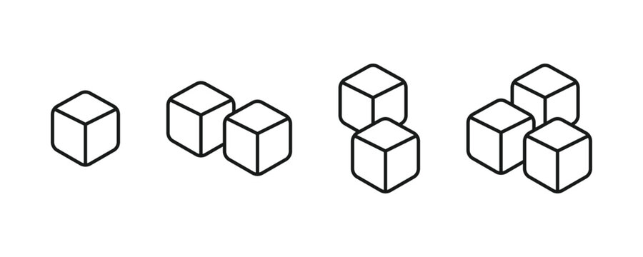 Ice cube icon. Ice cube outline icon set.