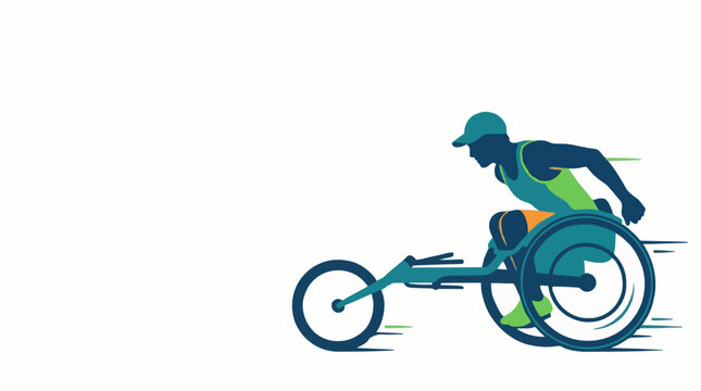 Wheelchair Racer Pushing Forward Motion Graphic