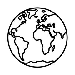 Vector of the earth with a simple black outline
