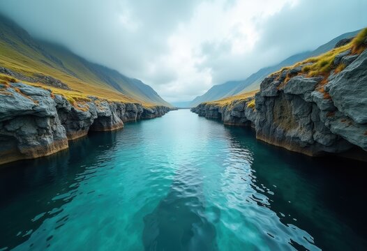 Narrow Isthmus Formation Connecting Two Landmasses Highlighting Rock Structure and Coastal Features