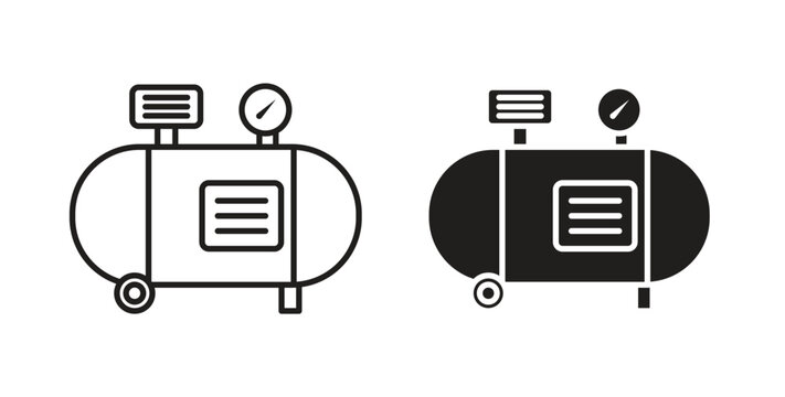 Compressor icon linear pictogram. Editable Stroke. Isolated Vector Illustration.