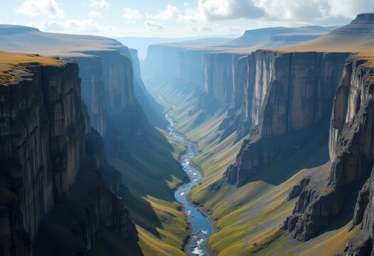 Steep Escarpment Slope Dividing Flat Regions Rocky Terrain High Contrast