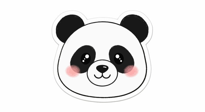 Cute Panda Face Sticker, Adorable Cartoon Animal Illustration