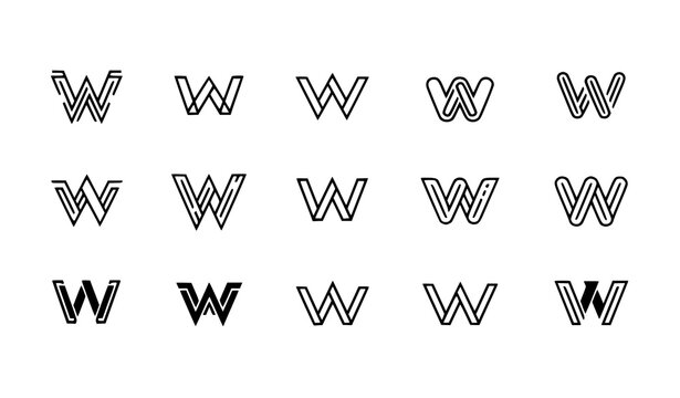 W letter logo collection with modern abstract monogram designs vector editable set