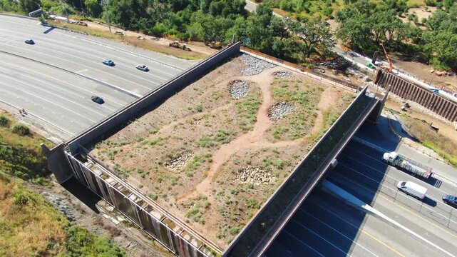 Wallis Annenberg Wildlife Crossing Construction Over US-101 Freeway in Agoura Hills