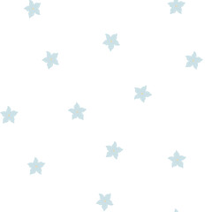 Obraz premium Seamless pattern with small blue flowers scattered on a white background. Wide spacing, consistent scale, and a clean minimal repeat with simple floral shapes.