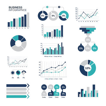 Business Infographic Elements: Charts, Graphs, Diagrams, Data Visualization