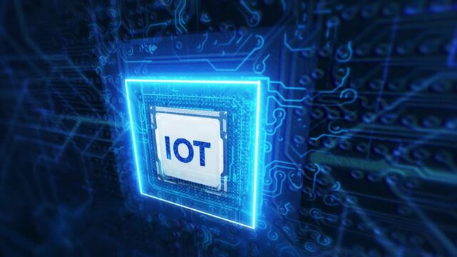 Internet of things - IOT concept. Businessman offer IOT products and solutions. Cybersecurity for Industrial Automation.A digital shield protecting a factory network from potential cyberattacks