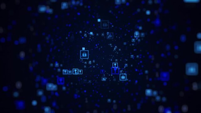 A moving digital 3d wave. Futuristic dark background with dynamic blue particles. The concept of big data. Cyberspace. Vector illustration.
