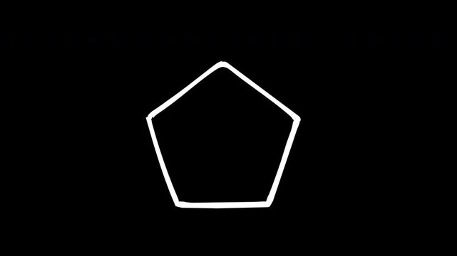 White sketchy pentagon shape animation with transparency