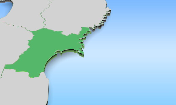 宮城県のマップ・背景は水色グラデーション・CGグラフィック素材・左側
