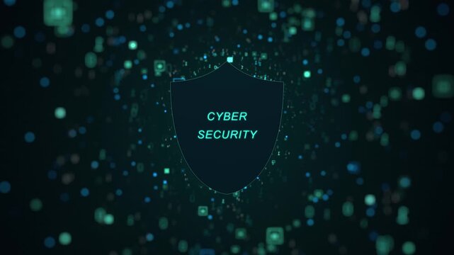 Guard shield. Cyber security concept with glowing low poly shield on dark blue background. Wireframe low poly design. Abstract futuristic vector illustration.
