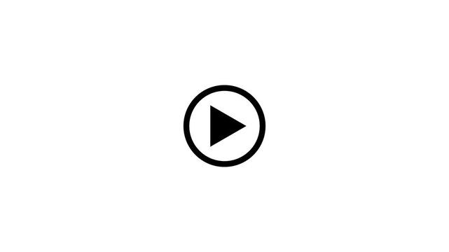 Video player icon,play button icon animation on circle animation on white background.