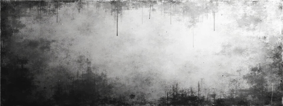 A monochrome abstract design with a dark and textured border encloses a blurry, lighter center. The dramatic contrast and weathered look evoke a sense of age and depth. 