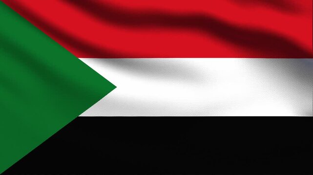 Full screen loop video of Sudan flag waving