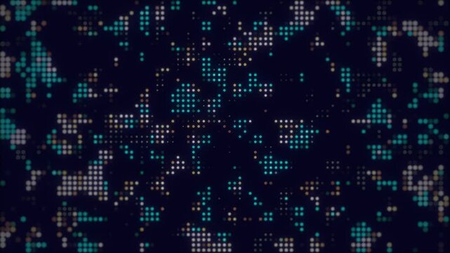Blue data matrix simulation digital line and grid technology with futuristic HUD screen on abstract background concept
