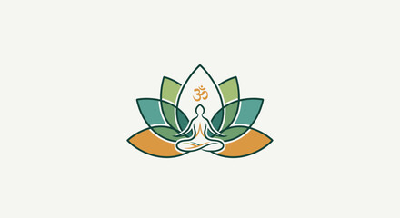 Fototapeta premium Meditating Figure in Lotus Flower with Om Symbol - Yoga, Spirituality, Zen
