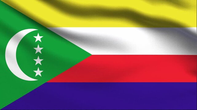 Full screen loop video of Comoros flag waving