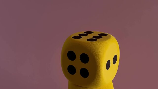 Rotating Dice Concept for Luck, Chance, Risk, and Probability on Minimal Background Showing All Sides in 4K