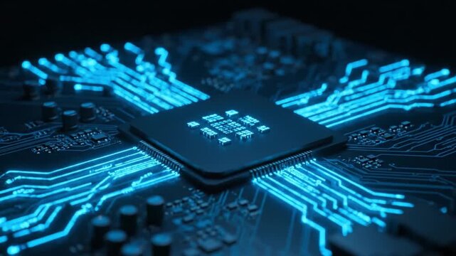 Close-up of a computer microchip.