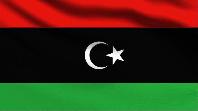Full screen loop video of Libya flag waving