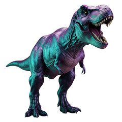 Fototapeta premium A stylized and colorful digital illustration of a ferocious tyrannosaurus rex dinosaur isolated on transparent background