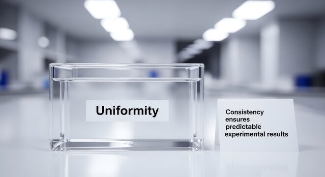 Laboratory container labeled Uniformity in a scientific setting