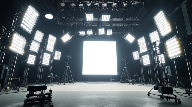 Professional studio setup with lighting and camera equipment