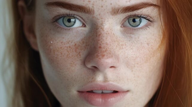A beautiful young lady with rosy cheeks and vibrant eyes