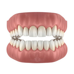Fototapeta premium Close-up view of a person's teeth and gum structure from a frontal perspective isolated on transparent background