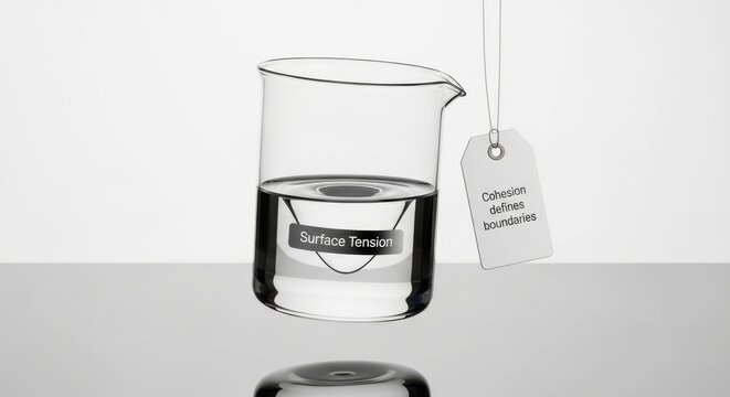 Liquid Surface Tension Demonstrated in Laboratory Beaker