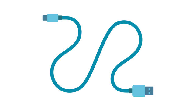Blue USB cable with connectors.