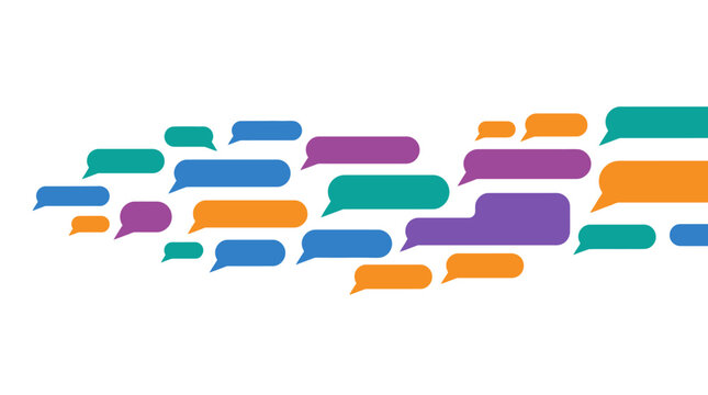 Colorful speech bubbles in various sizes.
