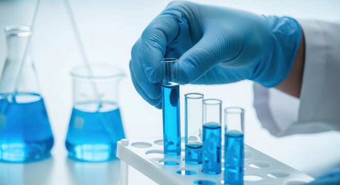Professional Asian woman scientist chemist technician experiment research in chemistry laboratory data analysis result report scientific innovation document