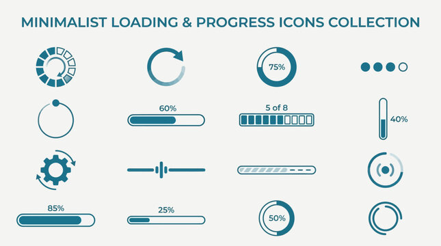 Minimalist loading and progress icons.