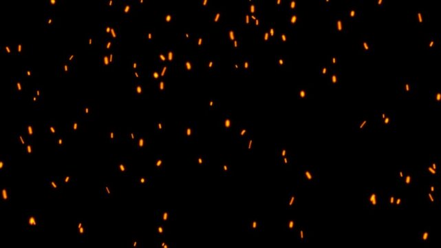 fire sparks rising burning hot embers particles flying upwards 4k loopable alpha channel overlay.